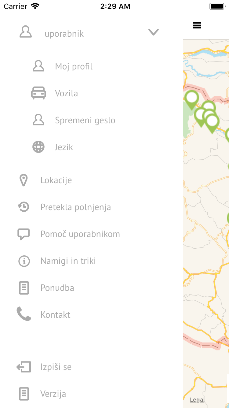 Aplikacija Gremo Na Elektriko - login